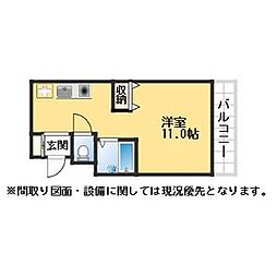 UTレジデンス六甲 3階1Kの間取り