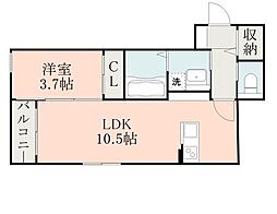ＢＲＡＶＥ　ＢＡＳＥ戸島 1階1LDKの間取り