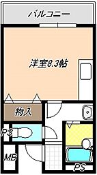 メルベーユII 3階ワンルームの間取り