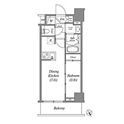 ＡＲＫＭＡＲＫ水天宮前II 5階1DKの間取り