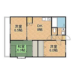 サンヒルズ吉田 3階3DKの間取り