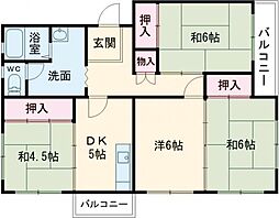 伊川谷住宅8号棟 5階4DKの間取り