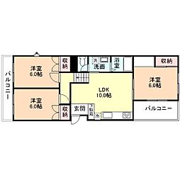 グランスイート藤木 2階3LDKの間取り