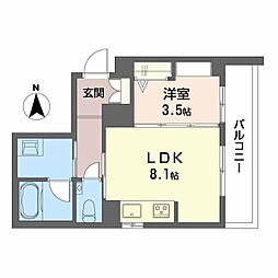 プロキオン大濠 3階1LDKの間取り