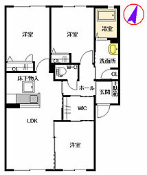ウエストヒルズ　Ａ棟 1階3LDKの間取り