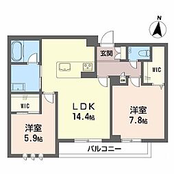 シャーメゾンHARU 2LDKの間取図画像