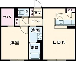 ライトコート　I棟 1階1LDKの間取り