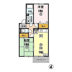 ルミエール・シャトーB 2DKの間取図画像