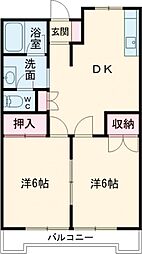 佐久昭和ビル 3階2DKの間取り