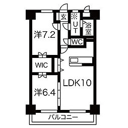サンフォレストMW 102 1階2LDKの間取り