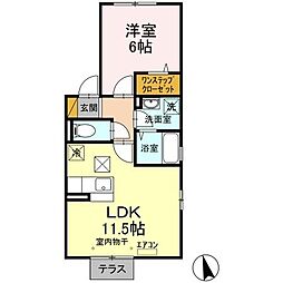 セレーノ西船 101 1階1LDKの間取り
