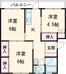 谷口アパート 3階3Kの間取り