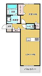 パークヴィラ杉水III 3階1LDKの間取り