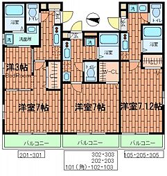 セピアコート田端 1階1Kの間取り