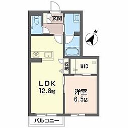 カーサグラス エステ 1LDKの間取図画像