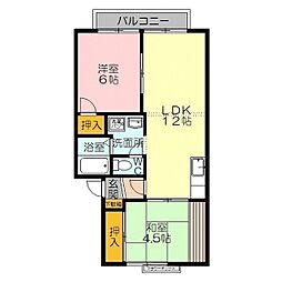 ヒロハイム 2階2LDKの間取り