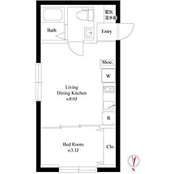 グラウンデュークス西大島 5階1LDKの間取り
