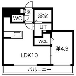 casaSC白石 2階1LDKの間取り
