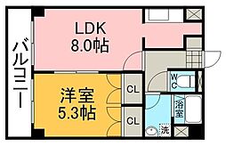 JR豊肥本線 水前寺駅 徒歩18分の賃貸マンション 5階1LDKの間取り