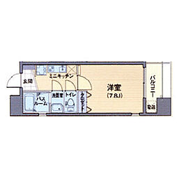 プロスペクト中之島 4階1Kの間取り