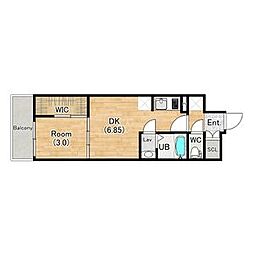 シエーナグランデ四条烏丸 5階1DKの間取り