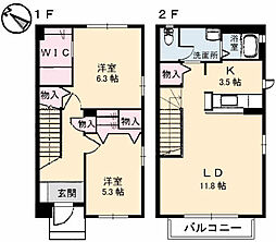 シャーメゾン相田　Ｅ棟 102 1階2LDKの間取り