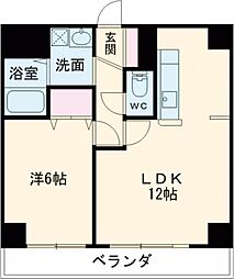デリスガーデン女池 1LDKの間取図画像