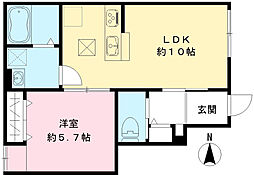 Ｇｌｏｒｉｏｓａ 1階1LDKの間取り