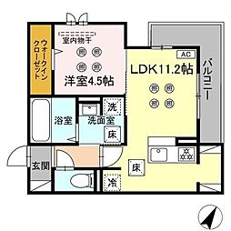 (仮称)D-ROOM新屋敷 101 1階1LDKの間取り