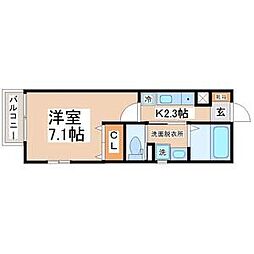 リアーレ長町南 1階1Kの間取り