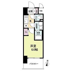 エスリードレジデンス梅田グランゲート 15階1Kの間取り