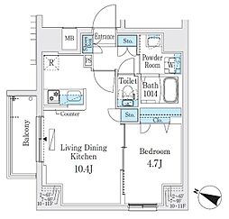 プライムブリス板橋本町 902 9階1LDKの間取り