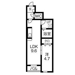 Bel Suono(ベルスオーノ) 1階1LDKの間取り