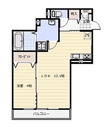 パークサイド宮の森 3階1LDKの間取り