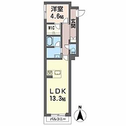 シャーメゾン萱町 1LDKの間取図画像