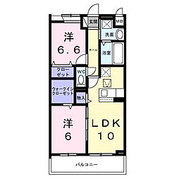 HILL COURT 水無瀬 2LDKの間取図画像