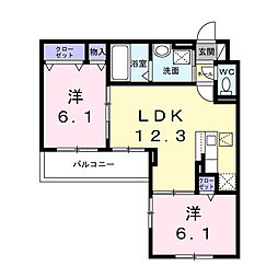 HILL COURT 水無瀬 2LDKの間取図画像