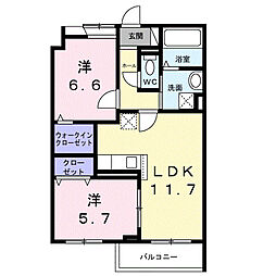 HILL COURT 水無瀬 2LDKの間取図画像