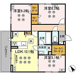 サリサ.l 3LDKの間取図画像