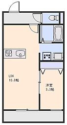 タウンコート　Ａ 2階1LDKの間取り