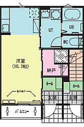 JR東北本線 矢幅駅 徒歩14分の賃貸アパート 1階ワンルームの間取り