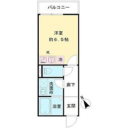 ラ・フレーズ調布 2階1Kの間取り