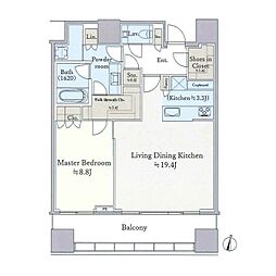 パークコート渋谷ザタワー 30階1LDKの間取り