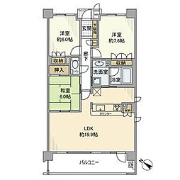 ディアステージ膳所 407 4階3LDKの間取り