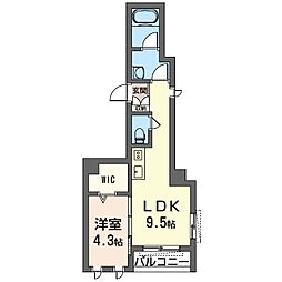 プリムヴェールさいたま新都心 1階1LDKの間取り