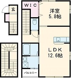 フェリオ万代 1LDKの間取図画像