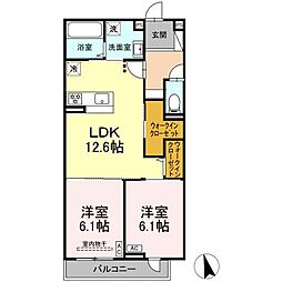 ヒロ・ブランシェ 3階2LDKの間取り