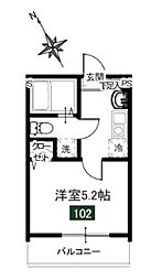 メルディア屏風浦 102 1階1Kの間取り