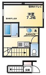 アバンギャルド・インター 2階1Kの間取り