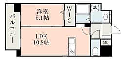 熊本市電A系統 八丁馬場駅 徒歩3分の賃貸マンション 3階1LDKの間取り
